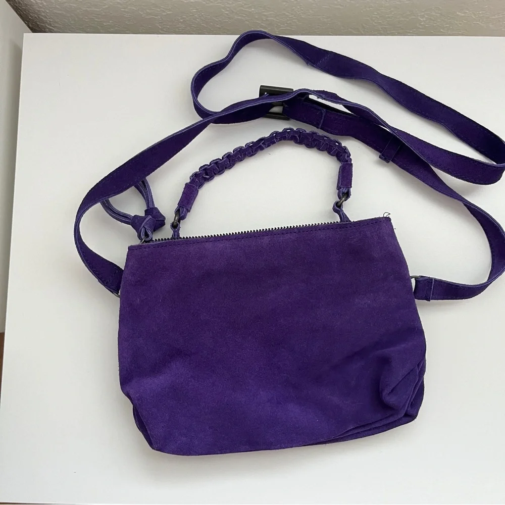 Free People Purple Suede Crossbody Bag - Picture 1 of 10